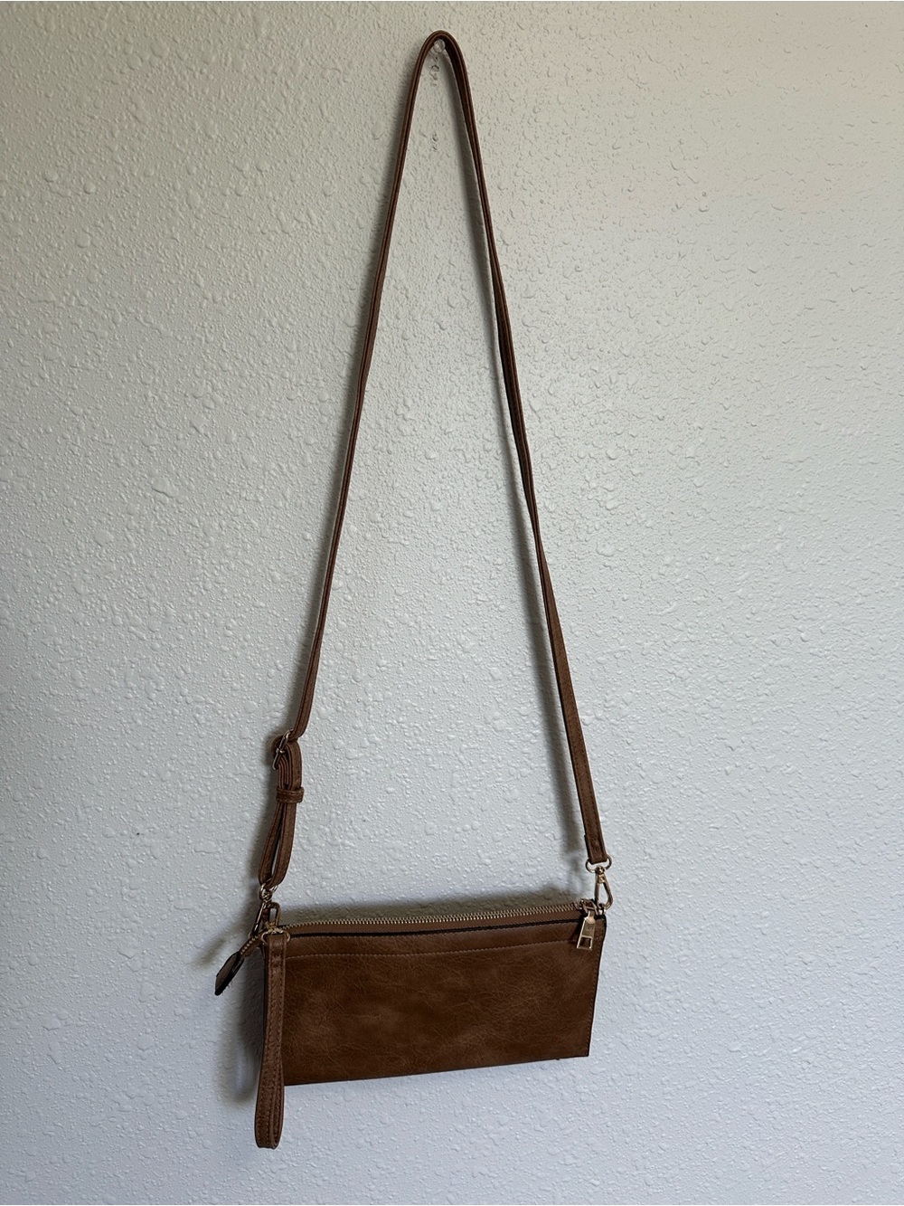 Sleek Brown Adjustable Crossbody Wallet Bag